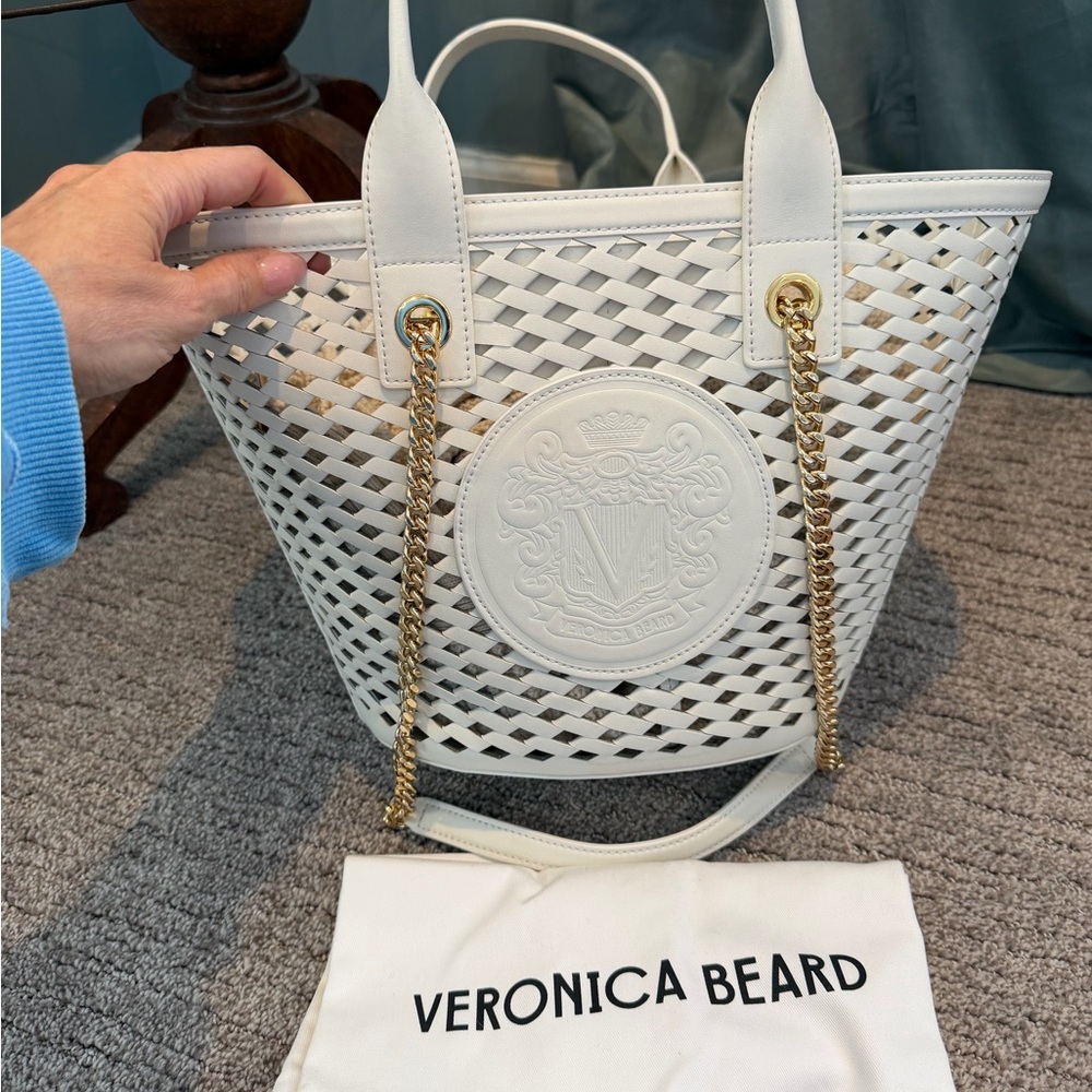 Veronica Beard The Crest Market Tote Bag with Gold Chain